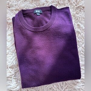 Uniqlo Men's 100% Wool Deep Purple Crewneck Sweater | Size M